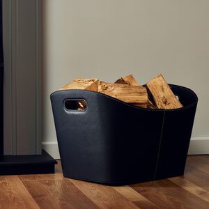 Silverflame 22" Leather Log Basket 
